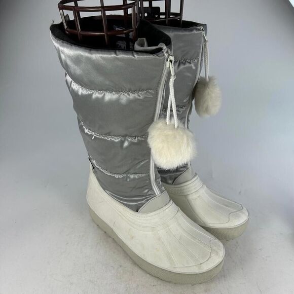 Pajar Women'S Fay II Waterproof Boot US 10 L White Gray Pom Puffer Snow Boots - Picture 4 of 14